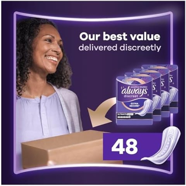 Always Discreet Incontinence Pads Women, Ultimate Night, Absorbency - Image 8