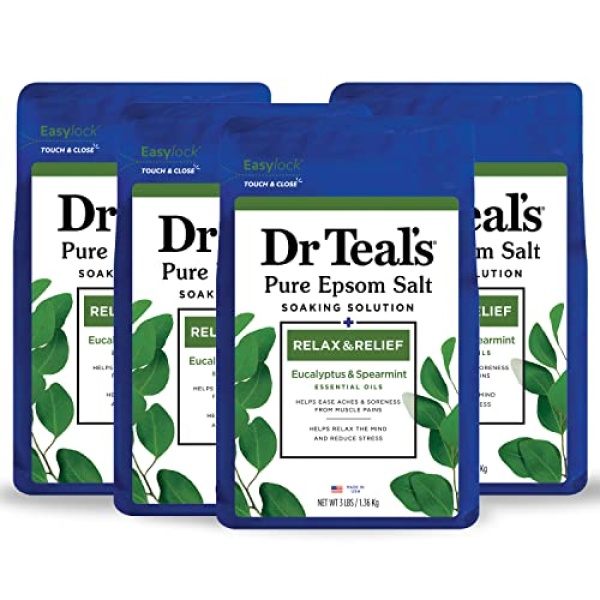 Dr Teal's Pure Epsom Salt, Relax & Relief With Eucalyptus And Spearmint, 3 lb