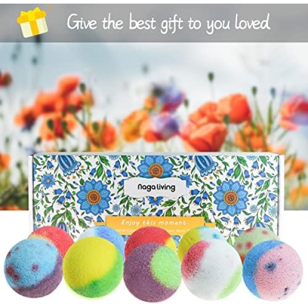 Nagaliving Bath Bombs Gift Set, 10 Organic Bubble Bath Bombs, Bath Gift - Image 6