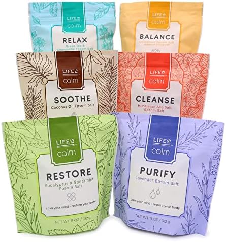 Life Is Calm Epsom Salt Spa 6-Pack l Dissolvable Therapy Formulas for Bath
