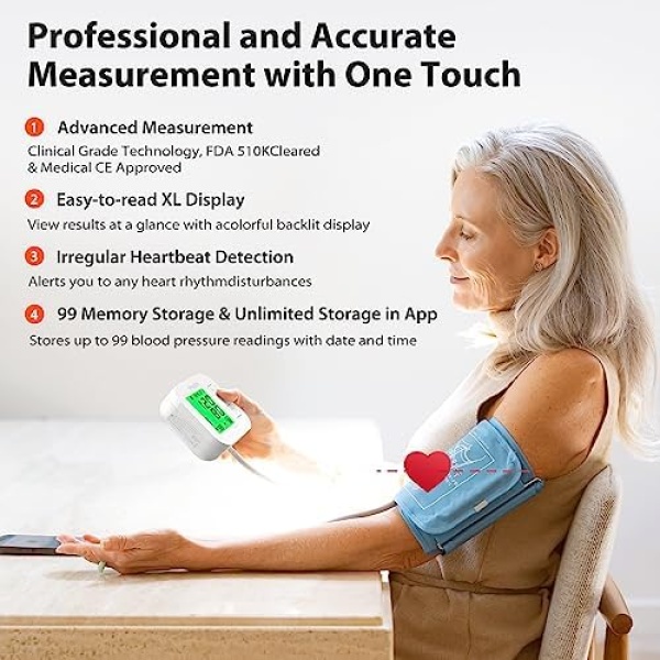 iHealth Track Smart Upper Arm Blood Pressure Monitor with Wide Range Cuff That - Image 2