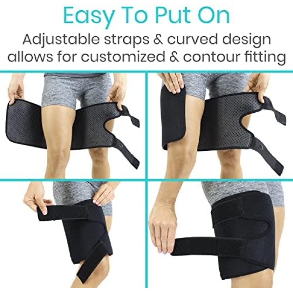 Vive Thigh Brace - Hamstring Quad Wrap - Adjustable Compression Sleeve Support - Image 6
