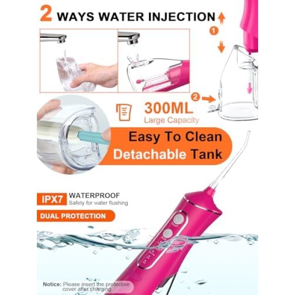 Cordless Water Flosser Teeth Cleaner, Dental Oral Irrigator Cleaning Cordless - Image 5