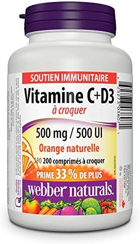 Webber Naturals Vitamin C with D3 Chewable, 500 mg of Vitamin C - Image 2
