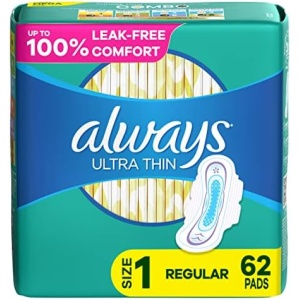 Always Ultra Thin Feminine Pads for Women, Size 1 Regular Absorbency