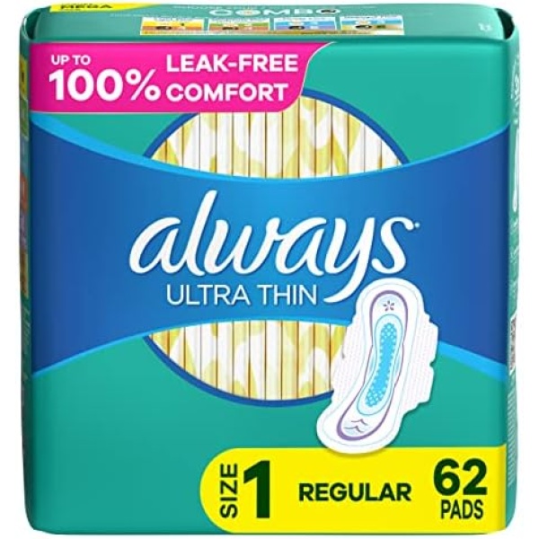 Always Ultra Thin Feminine Pads for Women, Size 1 Regular Absorbency