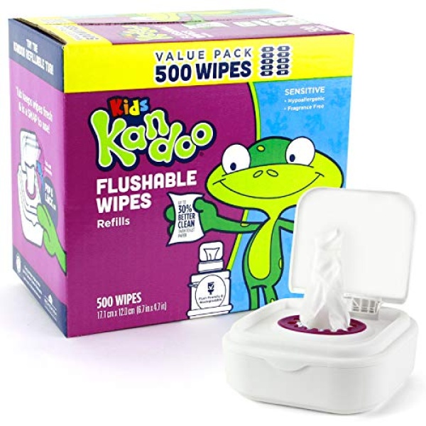 Flushable Wipes for Baby and Kids by Kandoo, Sensitve and Unscented Formula,