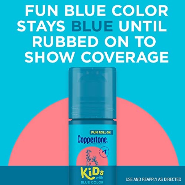 Coppertone Kids Roll-On Sunscreen with Blue Color, Zinc Oxide Sunscreen Lotion - Image 3