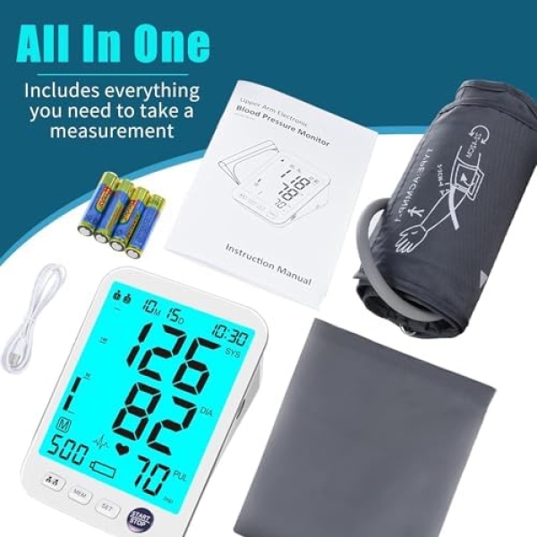 Blood Pressure Monitor Upper Arm Large LED Backlit Screen 1000 Sets Memory - Image 6