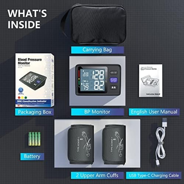 Blood Pressure Machine Upper Arm, 2 Size Cuffs M/L and XL, Medium/Large 9"-17" - Image 7