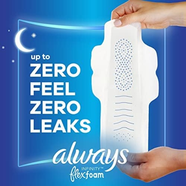 Always Infinity Feminine Pads for Women, Size 5 Extra Heavy Overnight - Image 2