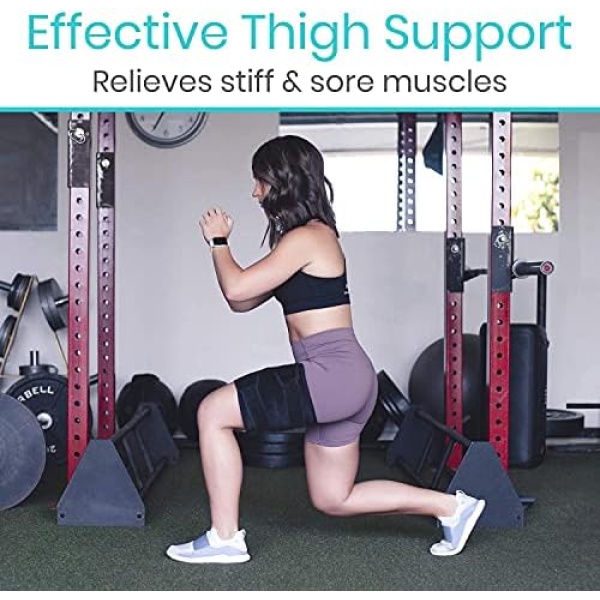 Vive Thigh Brace - Hamstring Quad Wrap - Adjustable Compression Sleeve Support - Image 4