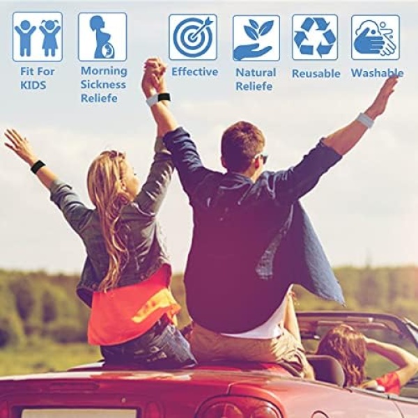 2 Pairs Car Motion Sickness Wristbands Acupressure Nausea Relief Band - Image 7