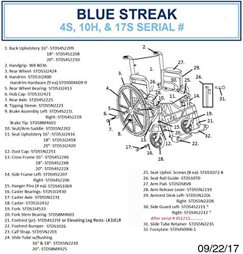 Drive Medical BLS18FBD-ELR Blue Streak Lightweight Wheelchair - Image 7