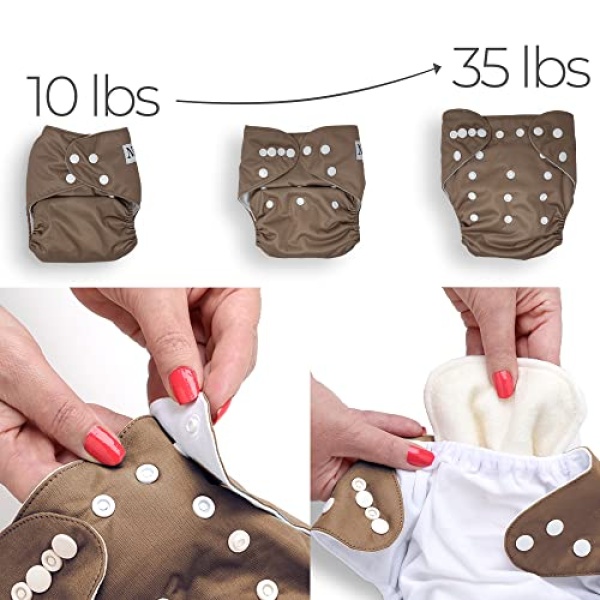 Nora's Nursery Cloth Diapers 7 Pack with 7 Inserts & 1 Wet Bag - Waterproof - Image 3