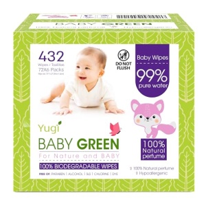 Biodegradable Baby Wipes Natural Perfume – Pack (6 Packs of 72) 432 – 99% Pure