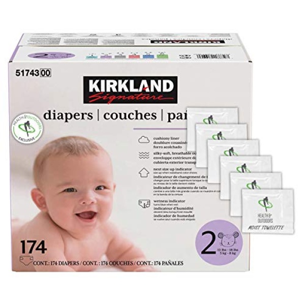 Kirkland Signature Diapers Size 2 (12lbs - 18 lbs) 174 Count W/ Exclusive Health