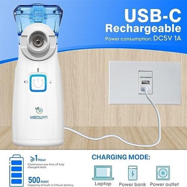 Ultrasonic Mesh Nebulizer, USB-C Rechargeable Nebulizer Machine for Adults - Image 4