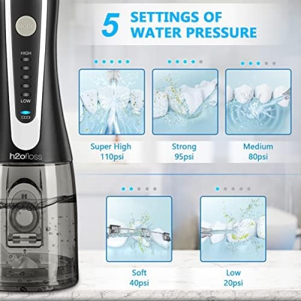 Water Dental Flosser, H2ofloss Cordless Oral Irrigator,Rechargeable Teeth - Image 3