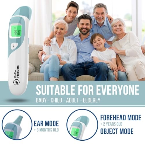 ByFloProducts, Ear and Forehead Thermometer, Thermometer for Babies and Adults, - Image 3