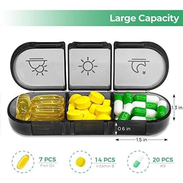 Weekly Pill Organizer 3 Times a Day, PULIV Portable Travel Pill Box 7 Day - Image 2