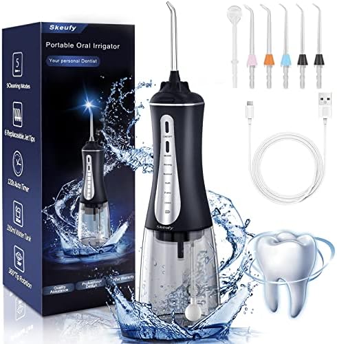 Skeufy Cordless Water Flosser Teeth Cleaner, 350ML Portable Oral Irrigator, 5