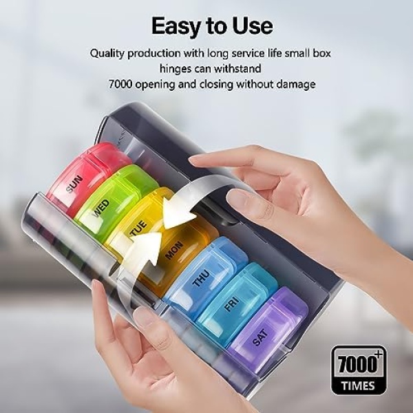 Weekly Pill Organizer 7 Day 2 Times a Day, Sukuos Large Daily Pill Cases - Image 4