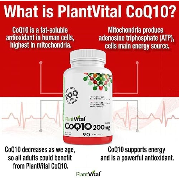 PlantVital's Coenzyme Q10 200mg - CoQ10 Supplement - Support Cardiovascular - Image 5