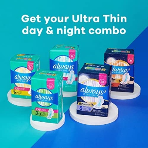 Always Ultra Thin Feminine Pads for Women, Size 1 Regular Absorbency - Image 5