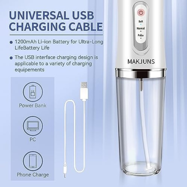 Water-Flosser-Cordless-Teeth-Cleaner MAKJUNS Water Dental Flosser with 3 Modes 4 - Image 7