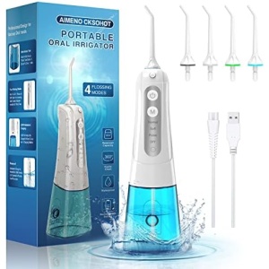 Water Flosser for Teeth Cleaning, Cordless Dental Oral Irrigator, 300ML Portable