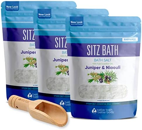 Sitz Bath Salt (3-Pack Plus Scoop) Hemorrhoid Soothing Sitz Soak Epsom Salt