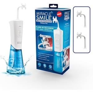Ontel Miracle Smile Water Flosser for Teeth&Gum Health, Unique H-Shaped Flossing