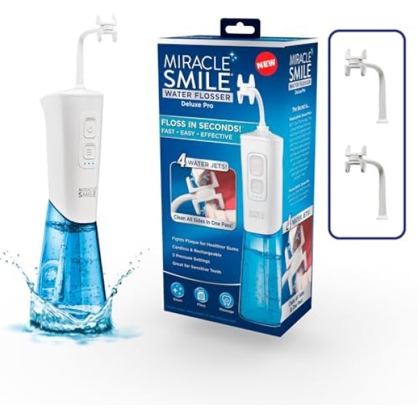 Ontel Miracle Smile Water Flosser for Teeth&Gum Health, Unique H-Shaped Flossing