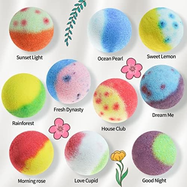 Nagaliving Bath Bombs Gift Set, 10 Organic Bubble Bath Bombs, Bath Gift - Image 2