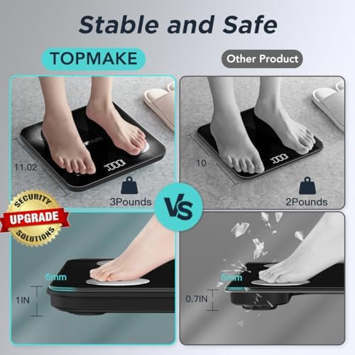TOPMAKE - Scale for Body Weight, Digital Bathroom Scale BMI Weighing - Image 3