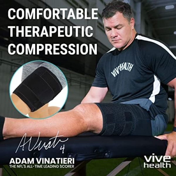 Vive Thigh Brace - Hamstring Quad Wrap - Adjustable Compression Sleeve Support - Image 2