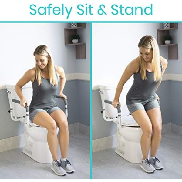 Vive Toilet Safety Rail - Adjustable Grab Bar - Compact Support Frame - Image 2
