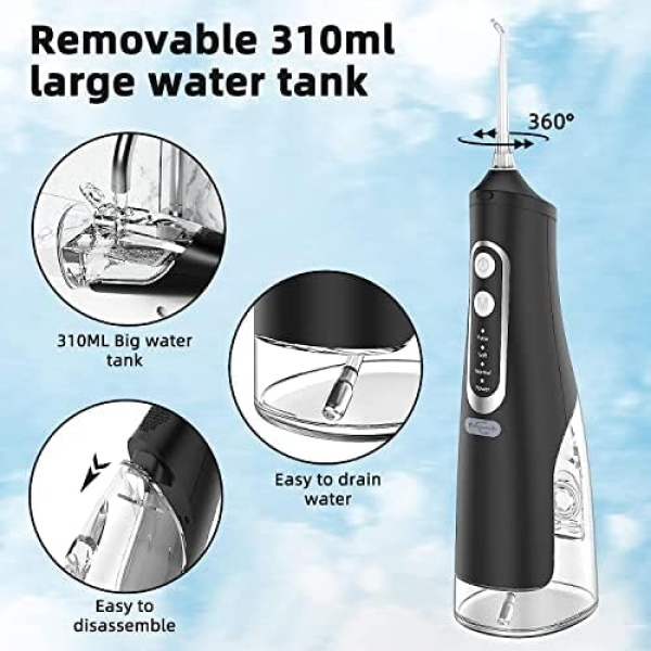 Water Flosser for Teeth Cleaner Rechargeable Oral Irrigator 4 Modes 310ML IPX7 - Image 2