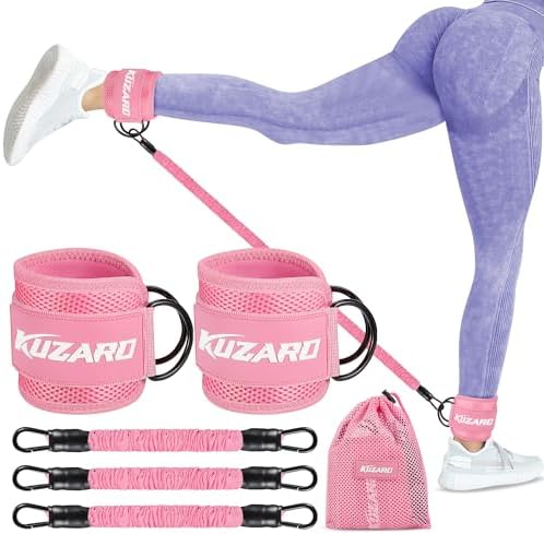Resistance Bands Set with Ankle Straps, Glutes Workout Equipment, Ankle Bands