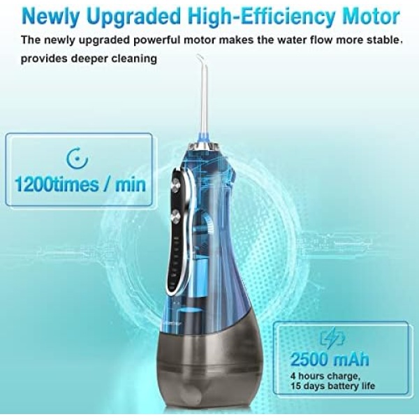 Leominor Water Flosser Cordless for Teeth, Portable and Rechargeable Dental Oral - Image 2
