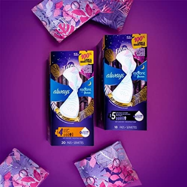 Always Radiant FlexFoam Pads for Women, Size 5, Extra Heavy Overnight - Image 6