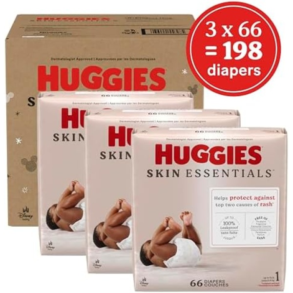 Huggies Size 1 Diapers, Skin Essentials Baby Diapers, Size 1 (8-14 lbs), 198 - Image 2