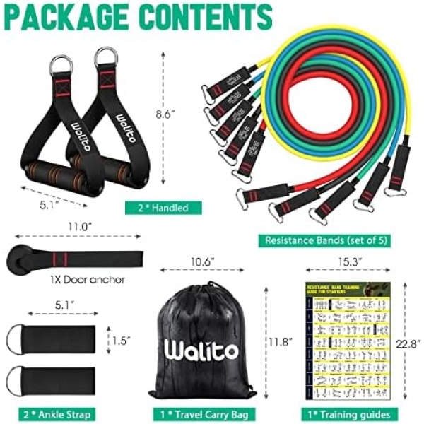 WALITO Resistance Bands Set - Exercise Bands with Handles, Door Anchor - Image 3