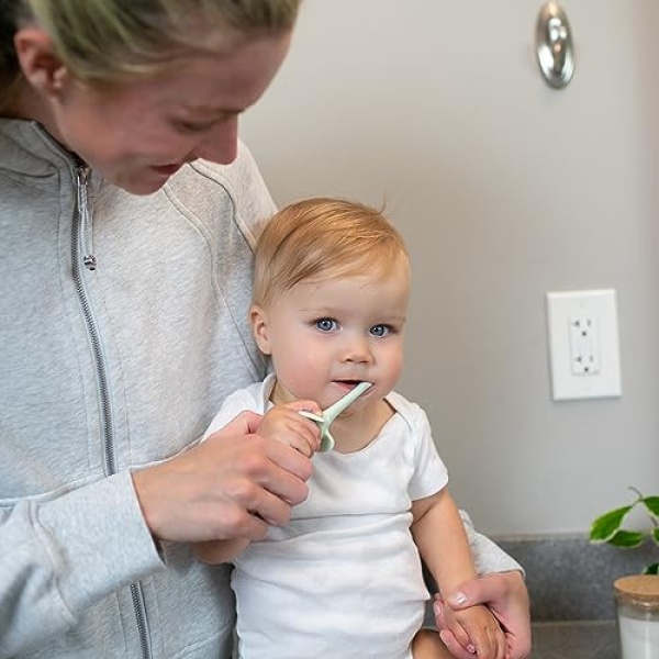 Dr. Brown's Infant-to-Toddler Training Toothbrush Set, Mint Elephant with - Image 13