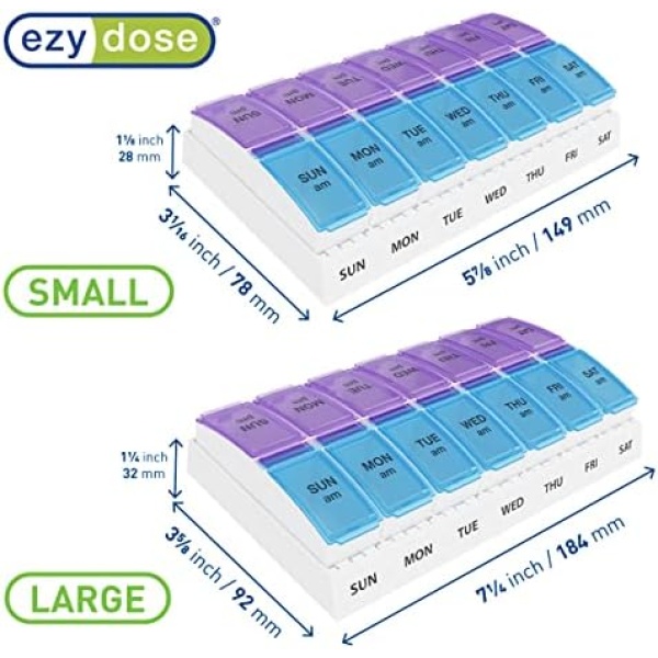 Ezy Dose Weekly (7-Day) AM/PM Pill Organizer, Vitamin and Medicine Box - Image 2