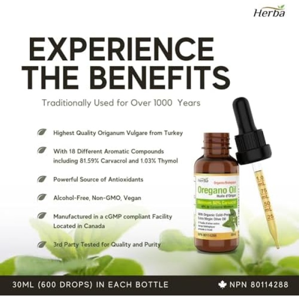 Herba Organic Oregano Oil Drops - 30ml (1 fl oz) | Certified Organic Wild Oil - Image 6