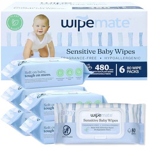 Premium 480-Count Baby Wipes 99% Water, Plant-Based, Ultra-Gentle & Super Soft,