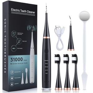 BESUNTEK IPX7 Waterproof Electric Tooth Cleaner with Mouth Mirror, Portable