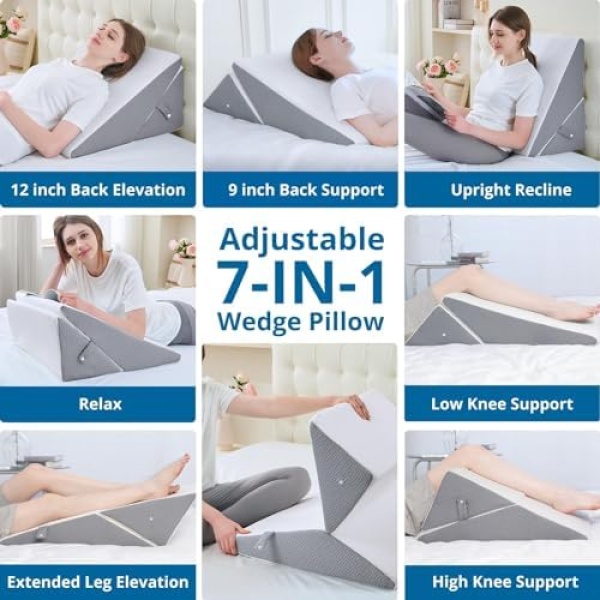 Sasttie Wedge Pillow for Sleeping, Adjustable Bed Wedge Pillow for After Surgery - Image 4